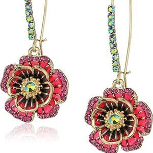 Betsey Johnson Rose Dangle Earrings